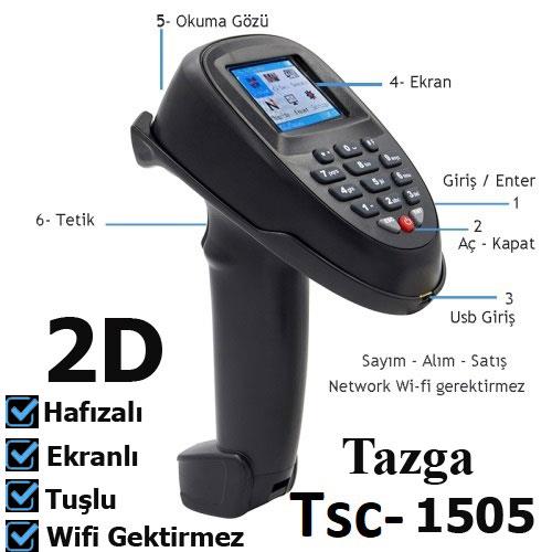 tazga tsc 1505 2d 1d kablosuz barkod okuyucu ekranli 4611